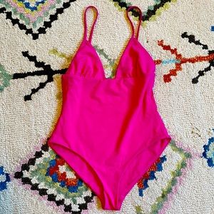 Mara Hoffman hot pink one piece bathing suit